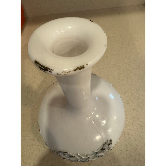 Antique Victorian Decanter Milk Glass Hand Blown and Painted - Picture 3 of 6